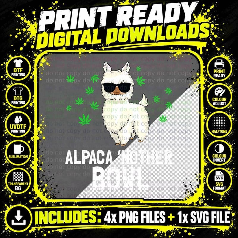 Alpaca 'Nother Bowl Funny Marijuana Cbd Weed Smoker Gift Png SVG Digital Bundle