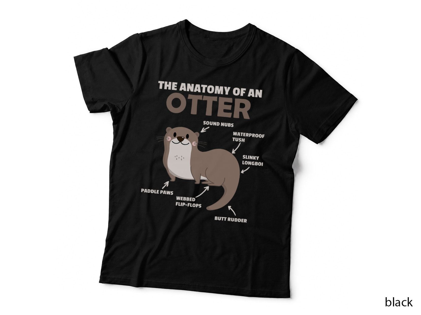 Anatomy of an Otter Diagram, Sound Nubs Paddle Paws, Funny Cartoon Tee