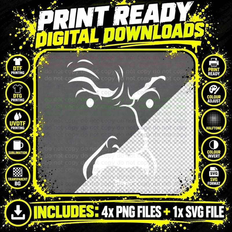 Angry Face T-Shirt, Comic Expression Art Png SVG Digital Bundle