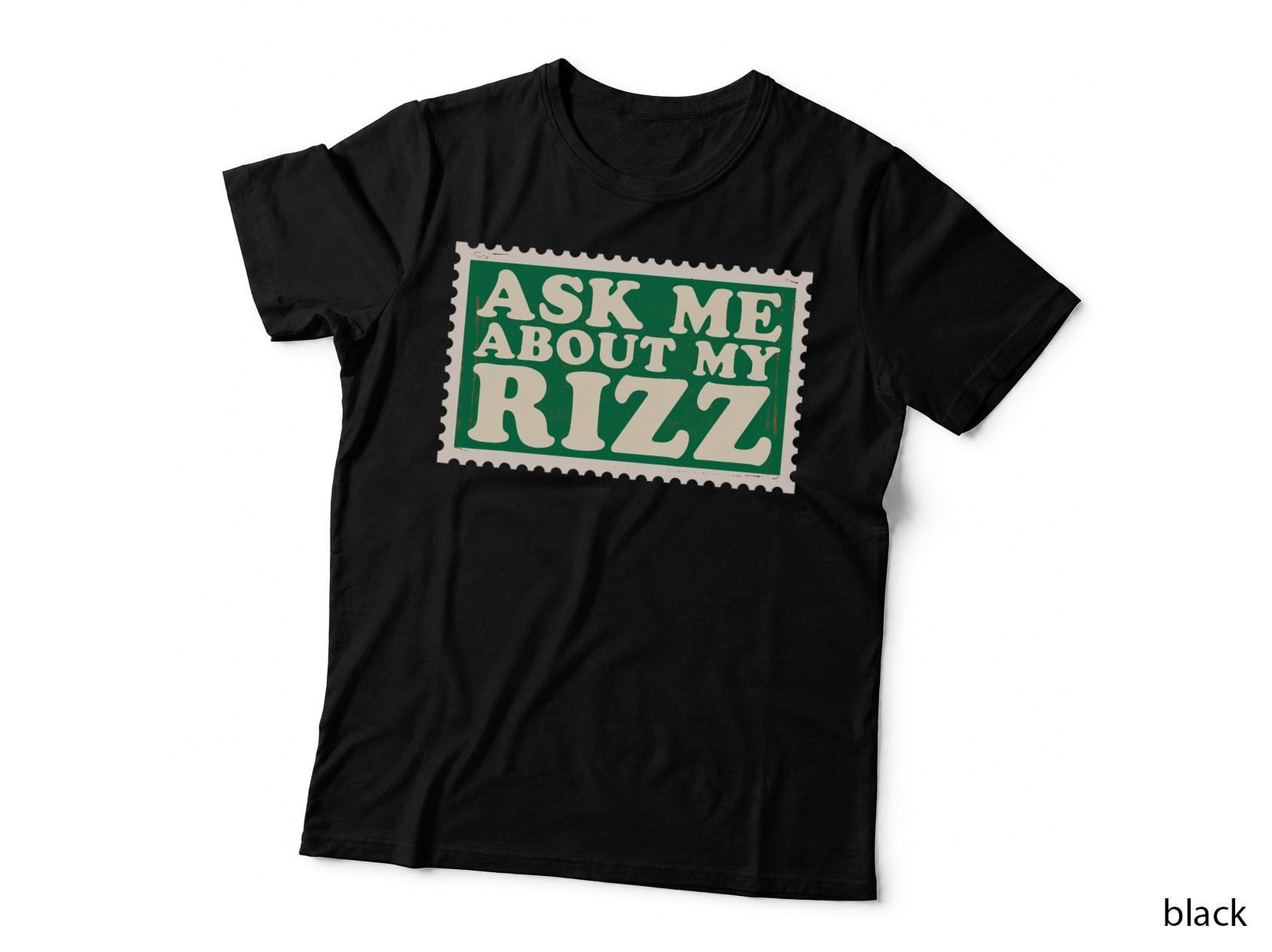 Ask Me About My Rizz Stamp Graphic T-Shirt, Viral Internet Meme
