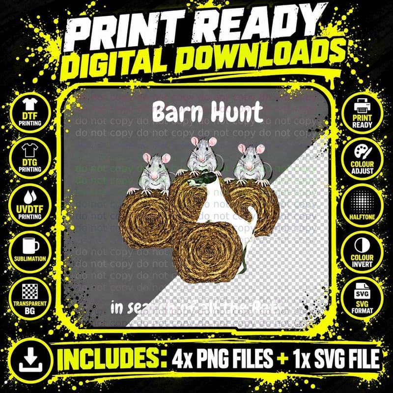 Barn Hunt - Funny Rat Hunt T-Shirt, Barn Hunt Theme Png SVG Digital Bundle