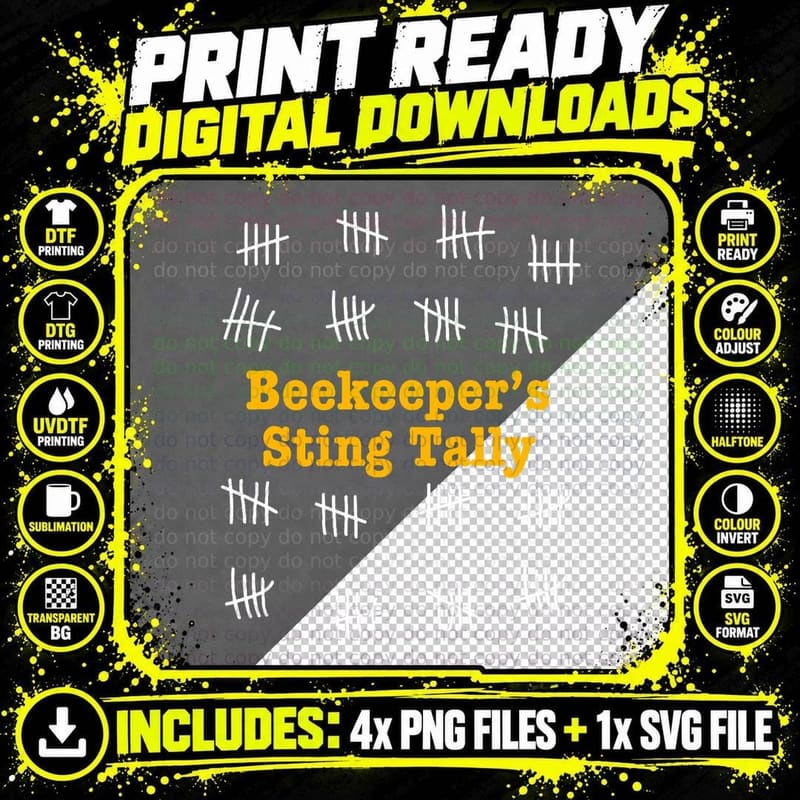 Beekeeper Sting Tally T-Shirt, Funny Apiarist Count Png SVG Digital Bundle
