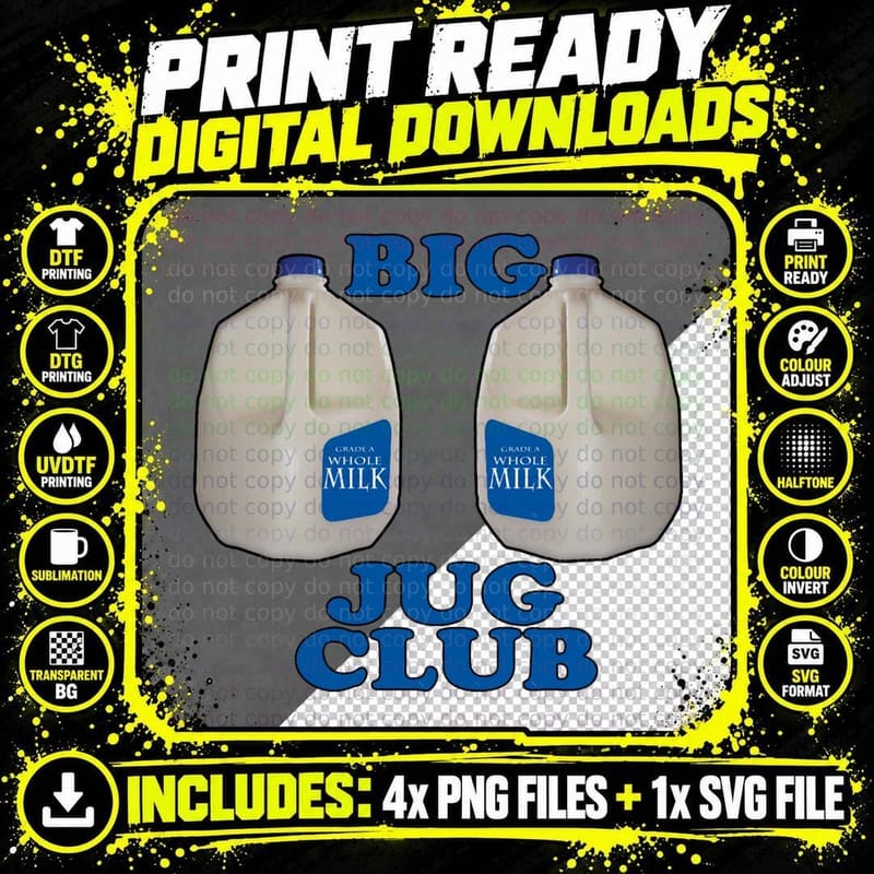 Big Jug Club Novelty Milk Jugs T-Shirt Png SVG Digital Bundle