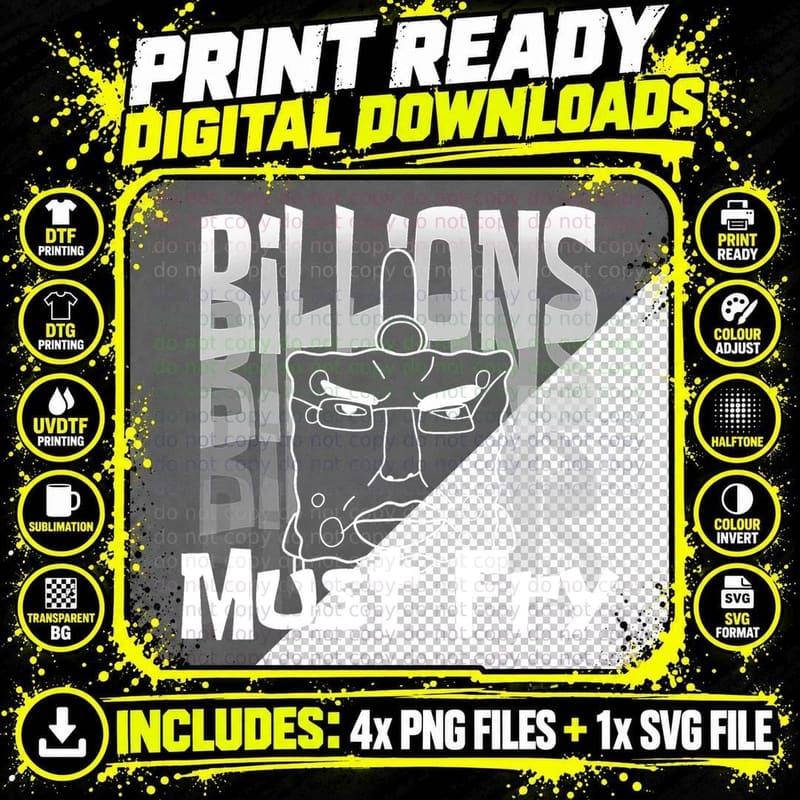 Billions Must Suffer Angry Cartoon Png SVG Digital Bundle