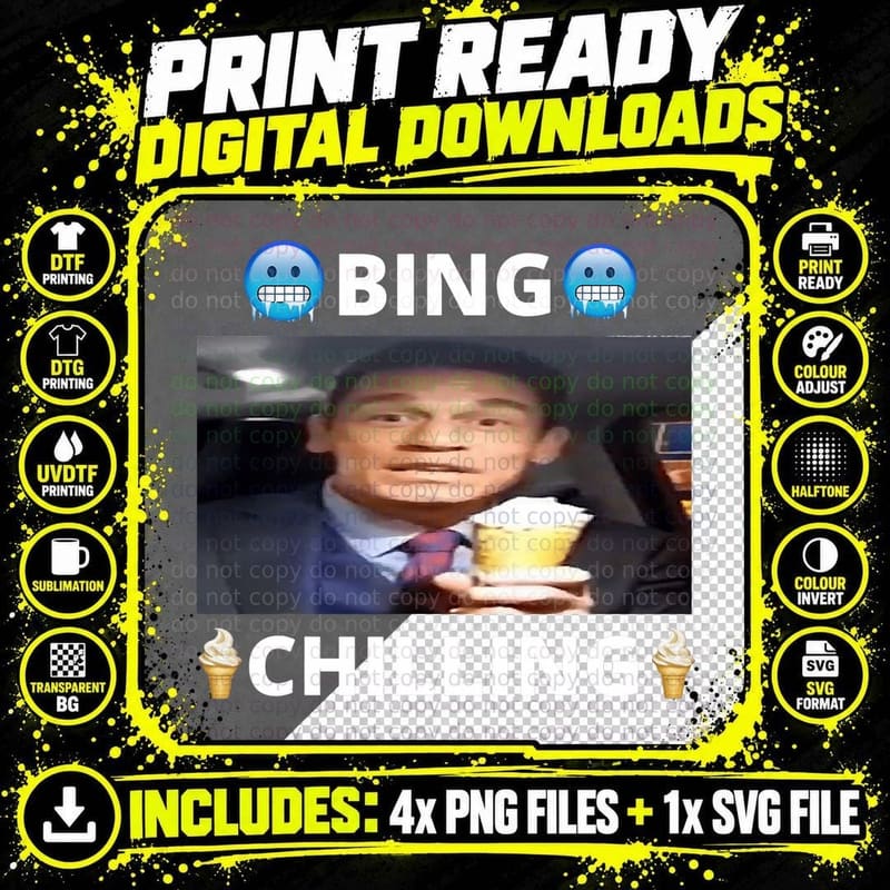 Bing Shi Ling Bing Chilling John Xina Ice Cream T-Shirt Png SVG Digital Bundle