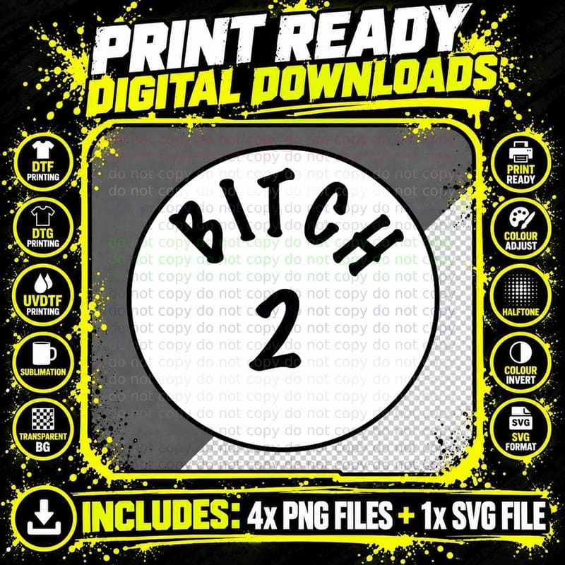 Bitch 2 Matching Bestie Circle Badge T-Shirt Png SVG Digital Bundle