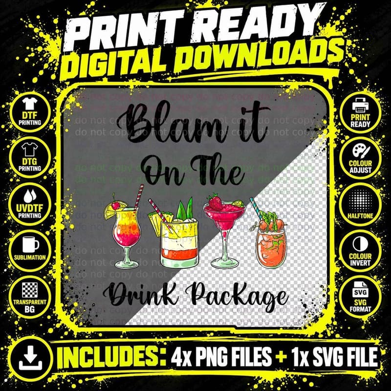 Blam It on the Drink Package T-Shirt, Funny Cruise Png SVG Digital Bundle