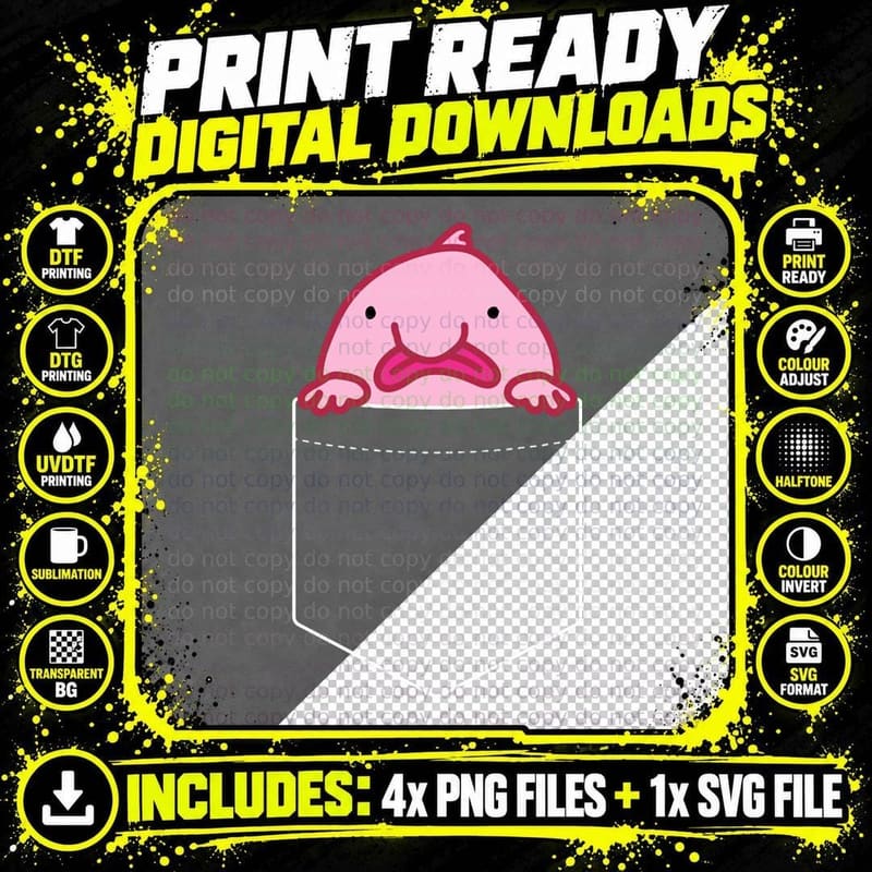 Blobfish Pocket Hoodie, Funny Cute Animal Gift T-Shirt Png SVG Digital Bundle