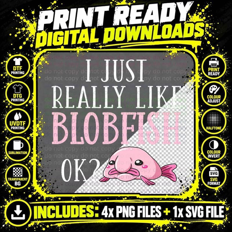 Blobfish T-Shirt, Funny Blobfish Design Png SVG Digital Bundle