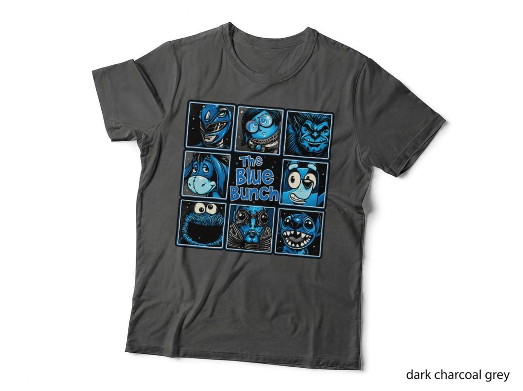 Blue Bunch Brady Bunch Parody, Nine Blue Pop Culture Icons, Funny T-Shirt