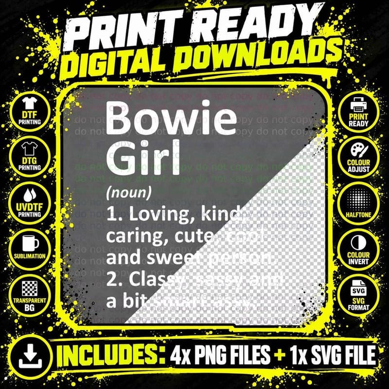 Bowie Girl Definition T-Shirt, Loving Sassy Quote Png SVG Digital Bundle