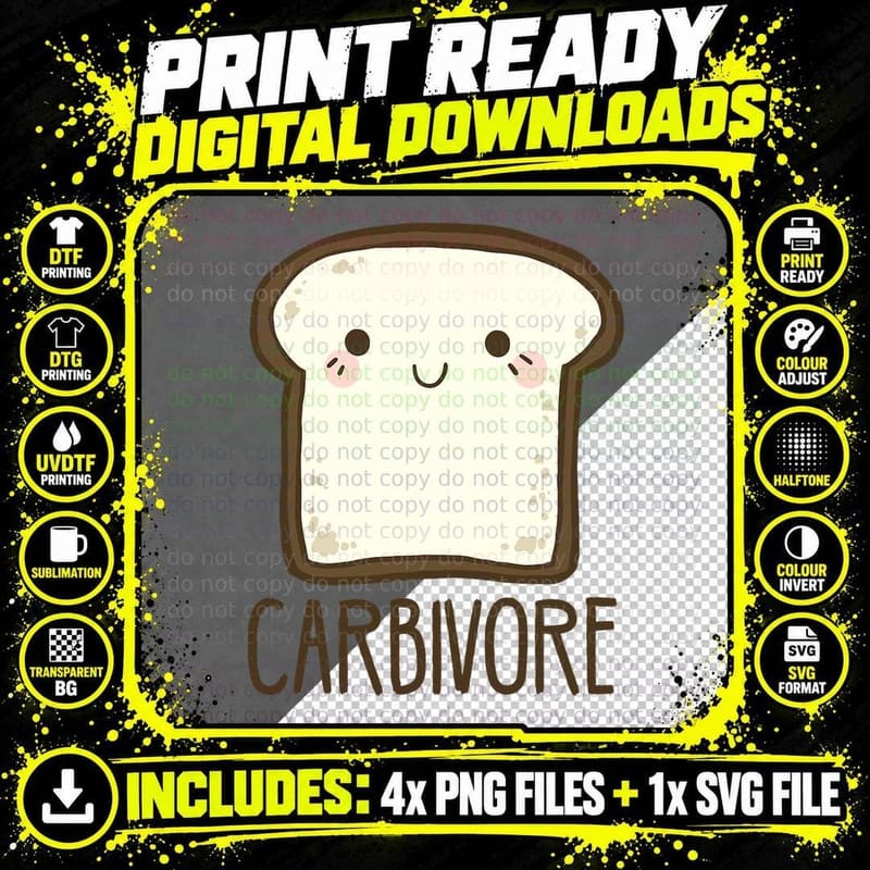 Carbivore T-Shirt, Vegan Humor Design, Veggie Lifestyle Png SVG Digital Bundle