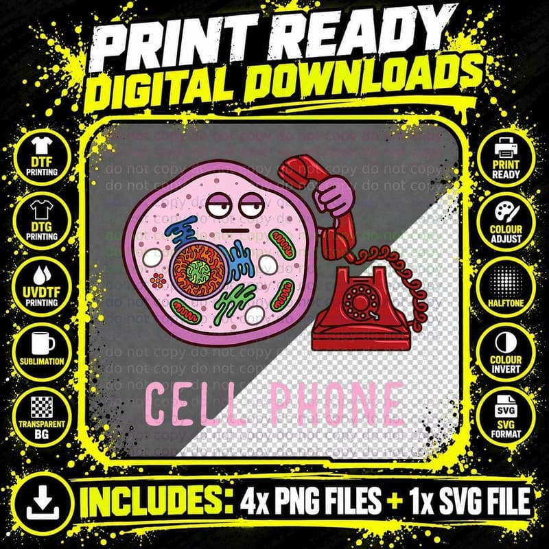 Cell Phone Line T-Shirt, Science Jokes Chemistry Png SVG Digital Bundle