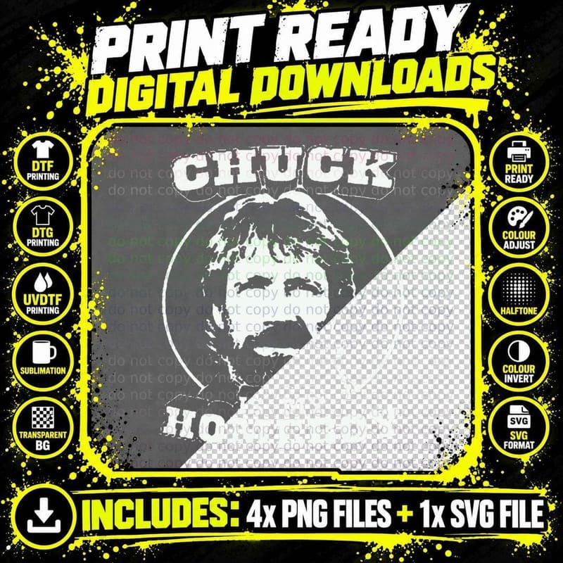 Chuck Is My Homeboy Stencil Circle Portrait Png SVG Digital Bundle
