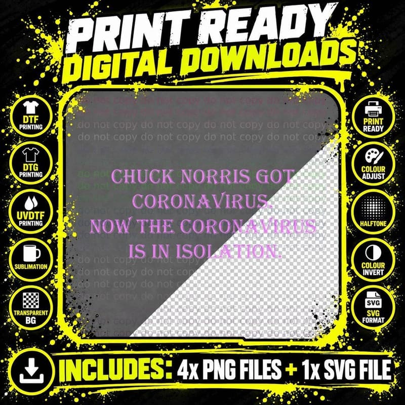Chuck Norris Corona Virus T-Shirt, Sarcastic Humor Png SVG Digital Bundle