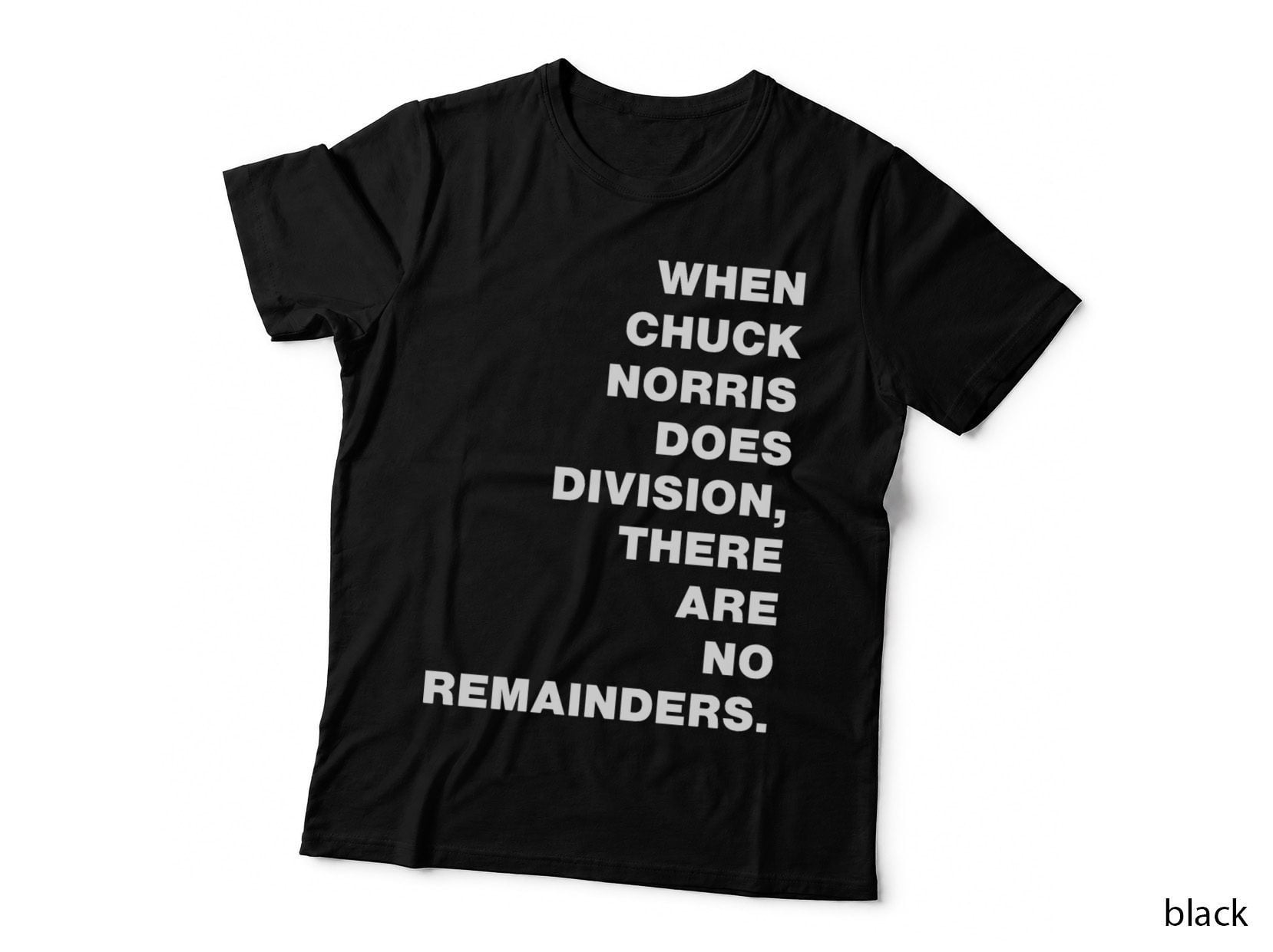 Chuck Norris Division No Remainders Funny Quote T-Shirt, Retro Bold Typography