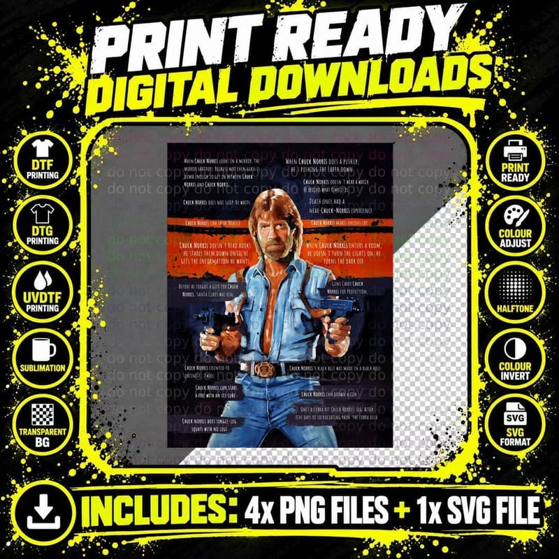 Chuck Norris Meme Facts Infographic Png SVG Digital Bundle