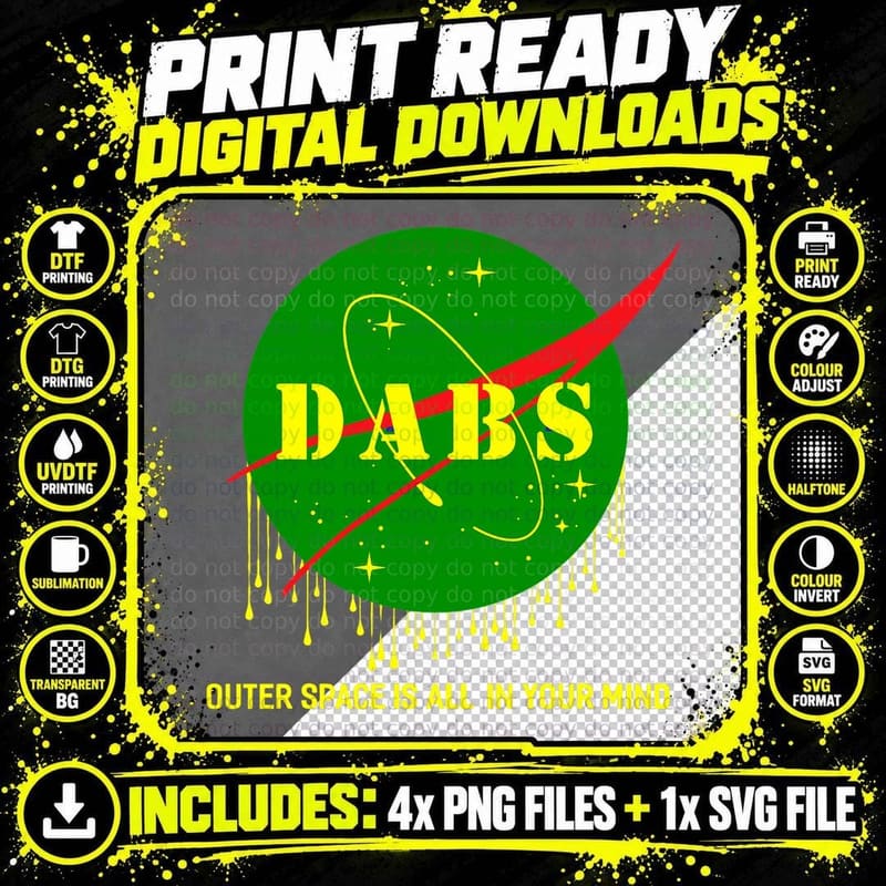 Dabs Space Parody T-Shirt, Nasa Logo Weed Drip Design Png SVG Digital Bundle