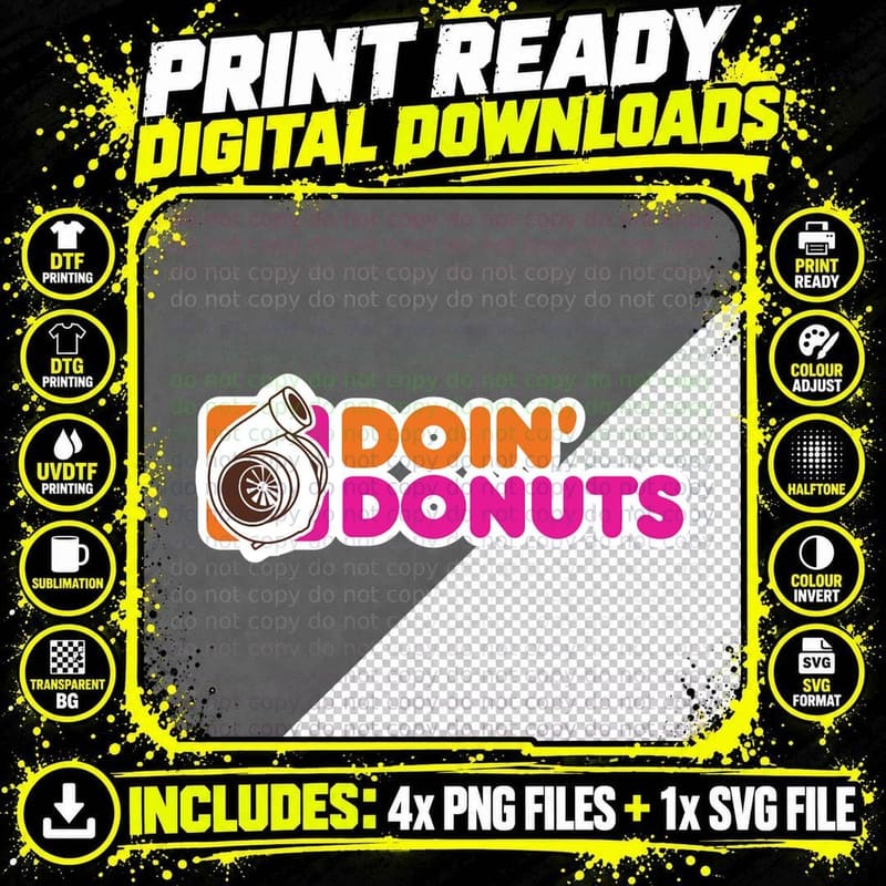 Doin' Donuts Turbo Engine Funny Racing Parody Png SVG Digital Bundle