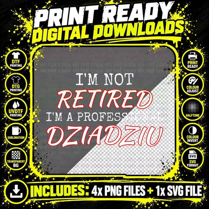 Dziadziu Retirement T-Shirt, Polish Sarcasm Typography Png SVG Digital Bundle