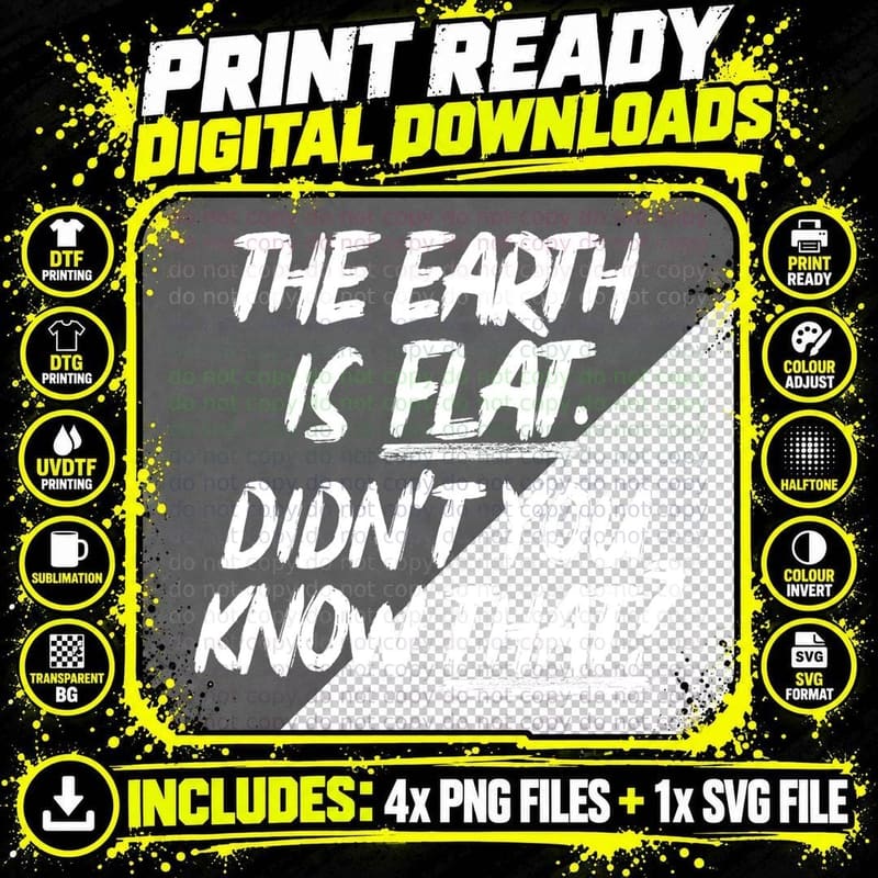 Flat Earth Yoongi Quote Tee, Didn't You Know Bold Brush Png SVG Digital Bundle