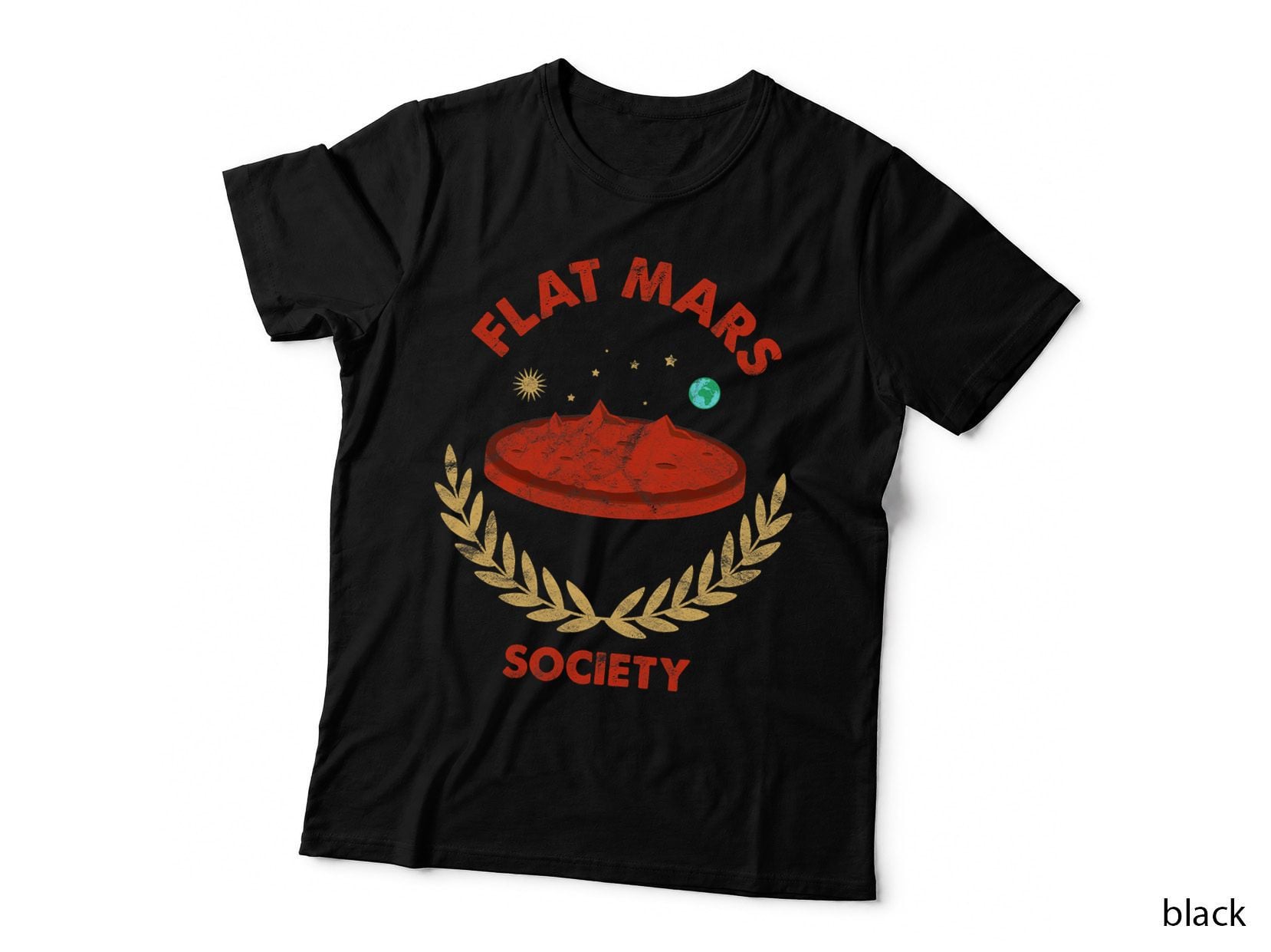 Flat Mars Society Conspiracy Theory T-Shirt, Science Fiction Humor
