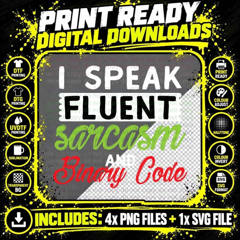 Fluent Sarcasm T-Shirt, Funny Typography, Sassy Humor Png SVG Digital Bundle