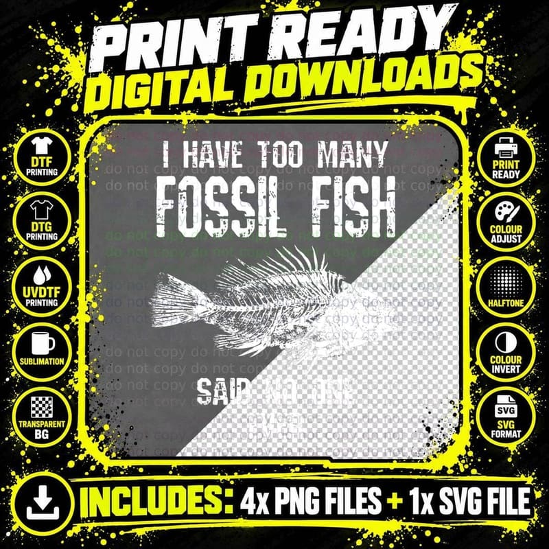Fossil Fish Collector T-Shirt, Paleontology Humor Png SVG Digital Bundle
