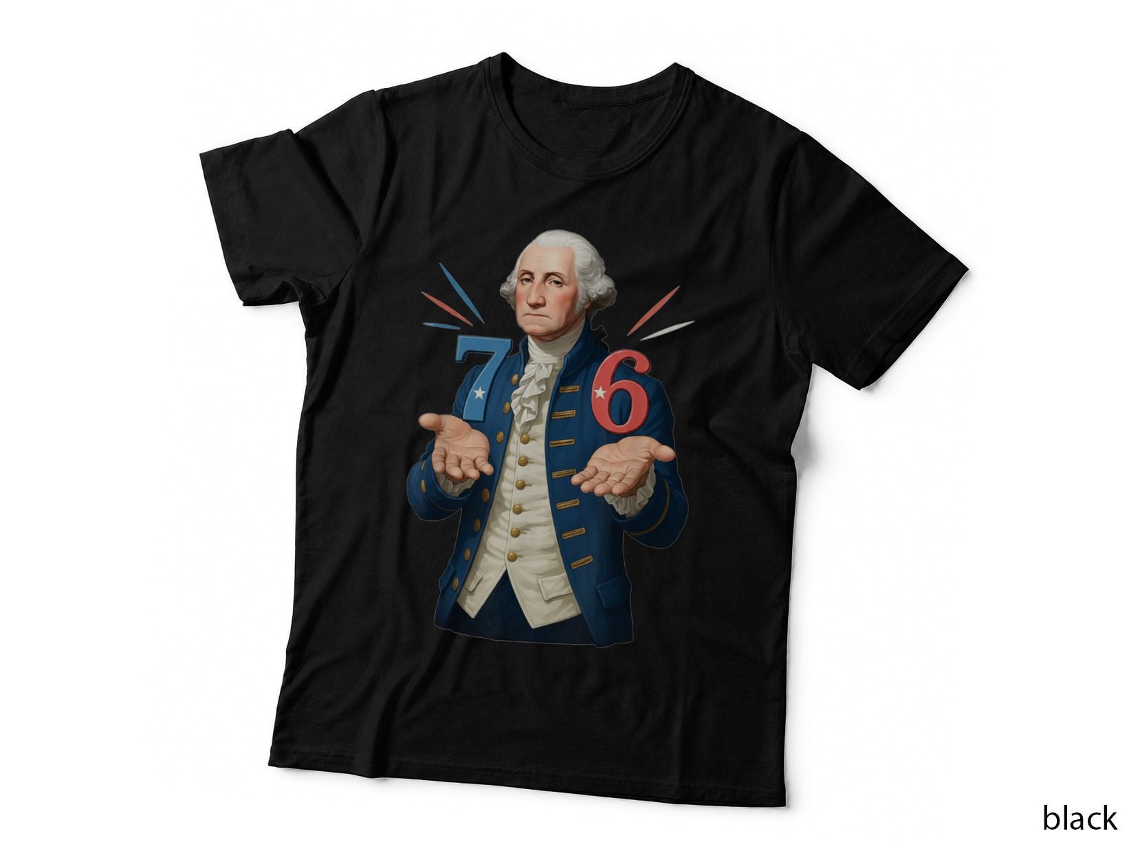 Founding Father Shrugs 7 and 6 T-Shirt, Funny History Meme, Viral Number Joke