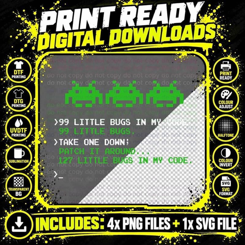 Funny Coder Shirt, Debug, Programmer, Software Dev Png SVG Digital Bundle