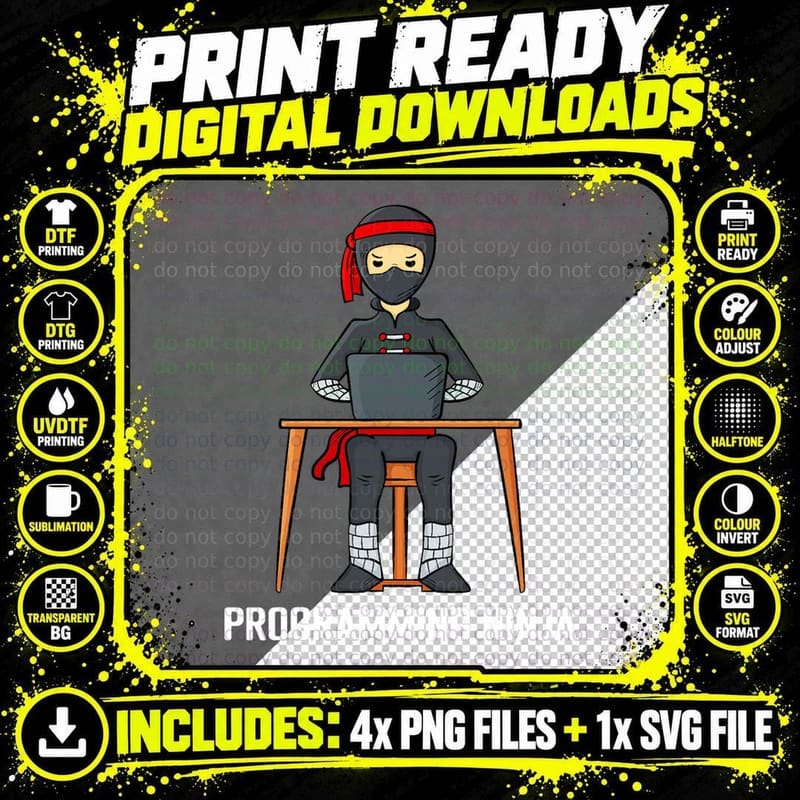 Funny Computer Programmer Art T-Shirt, Nerd Humor Png SVG Digital Bundle