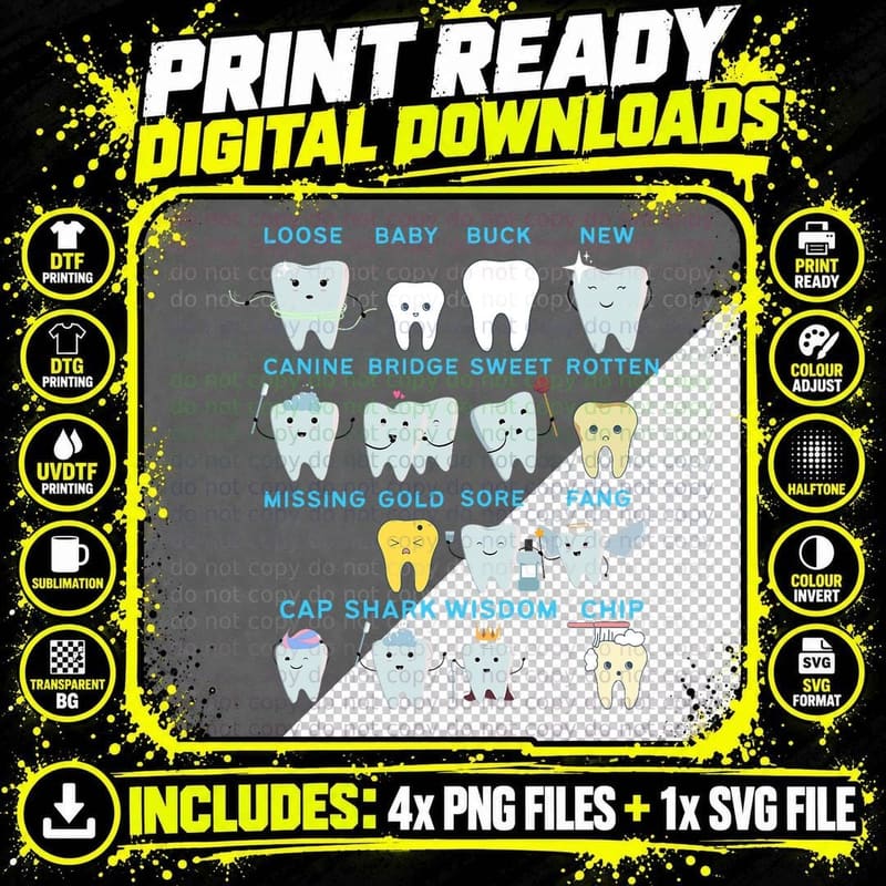Funny Dentist Different Tooth T-Shirt, Dental Humor Png SVG Digital Bundle