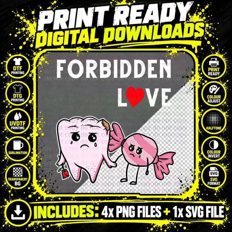 Funny Dentist Tooth Love T-Shirt, Dental Humor Art Png SVG Digital Bundle