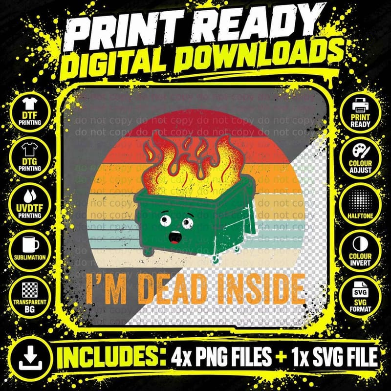 Funny Dumpster Fire T-Shirt, Retro Vintage Style Png SVG Digital Bundle