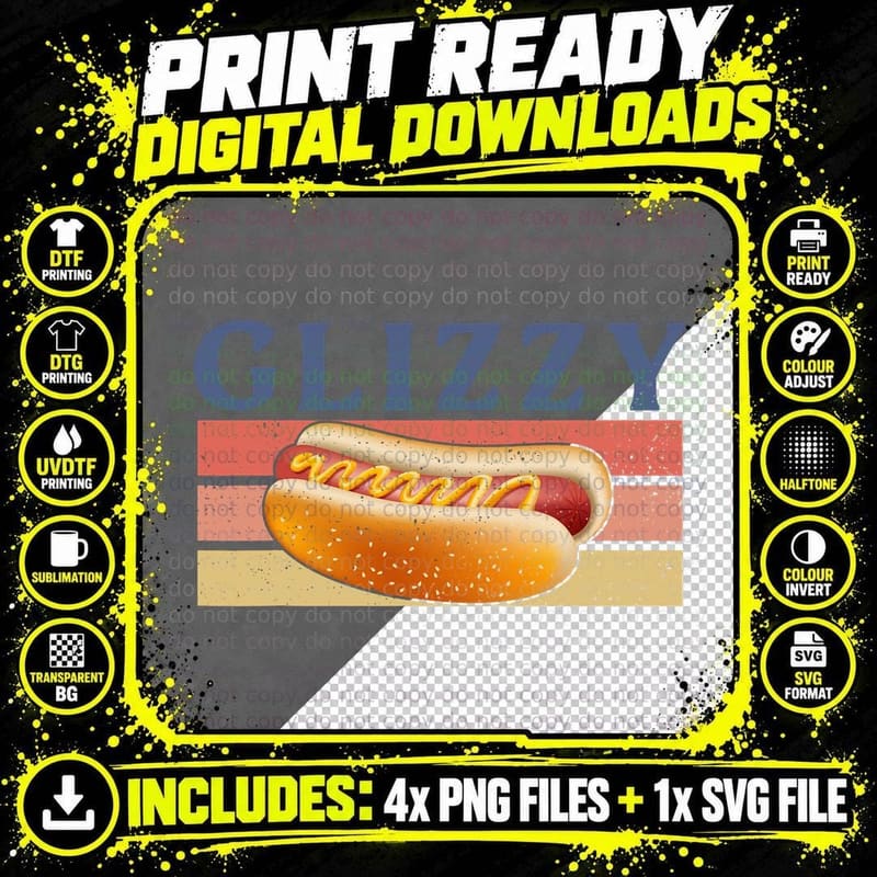 Funny Glizzy Hotdog Meme T-Shirt, Vintage Fast Food Png SVG Digital Bundle