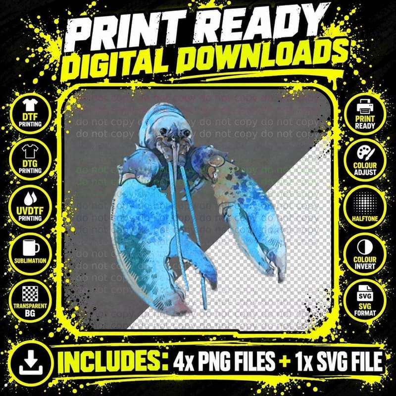 Funny Jumpscare Lobster Meme Blue Crustacean T-Shirt Png SVG Digital Bundle