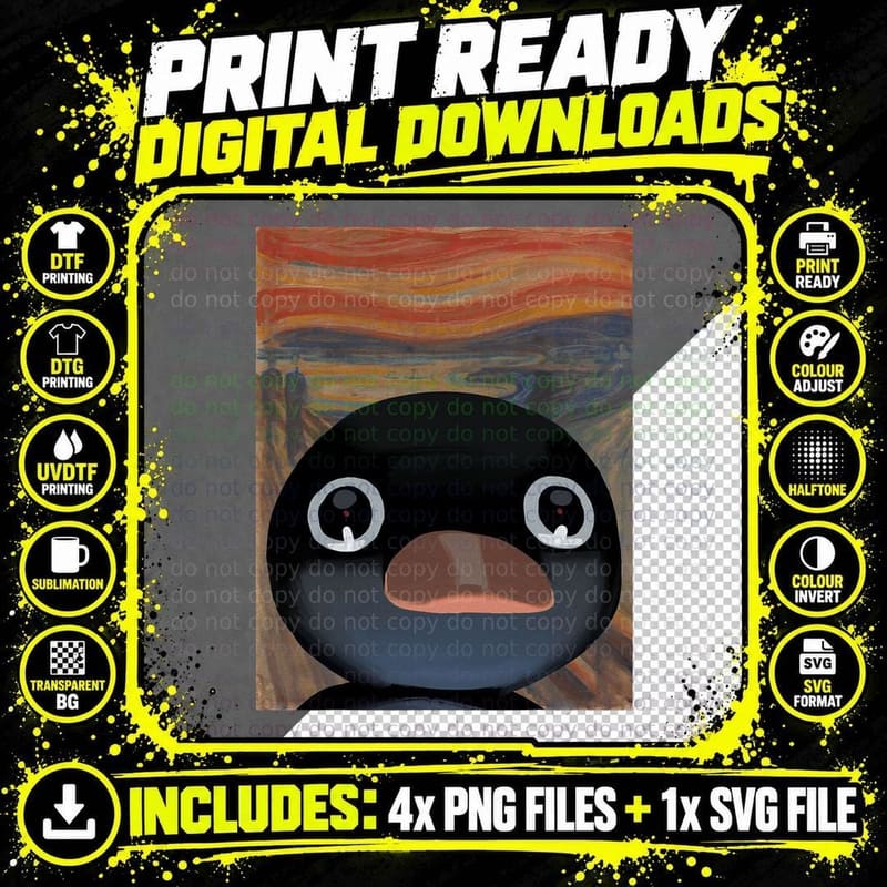 Funny Penguin Meme T-Shirt, Pop Culture Art Png SVG Digital Bundle