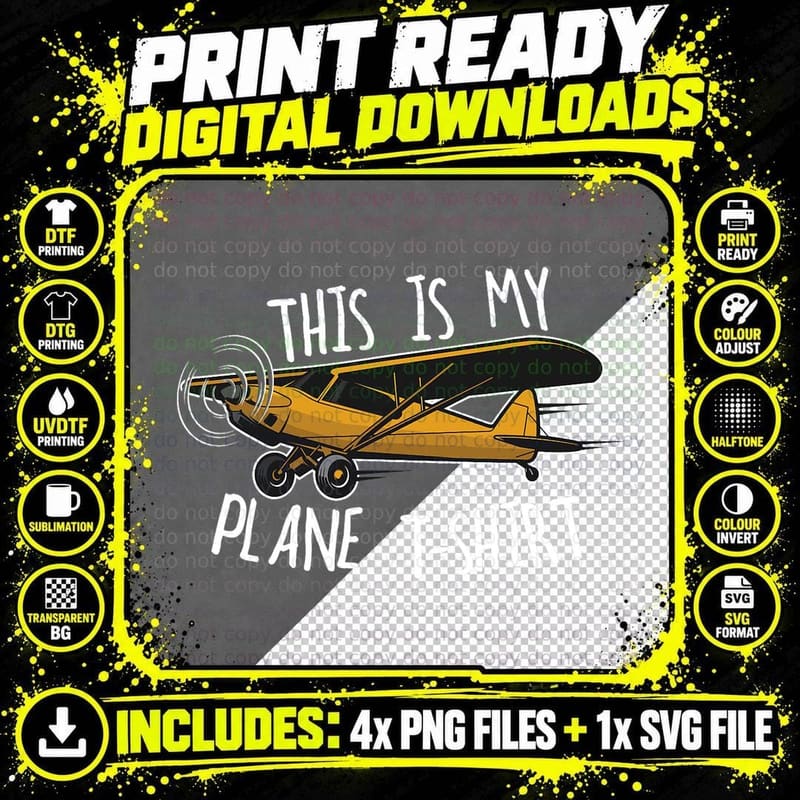 Funny Pilot T-Shirt, This Is My Plane Quote Png SVG Digital Bundle
