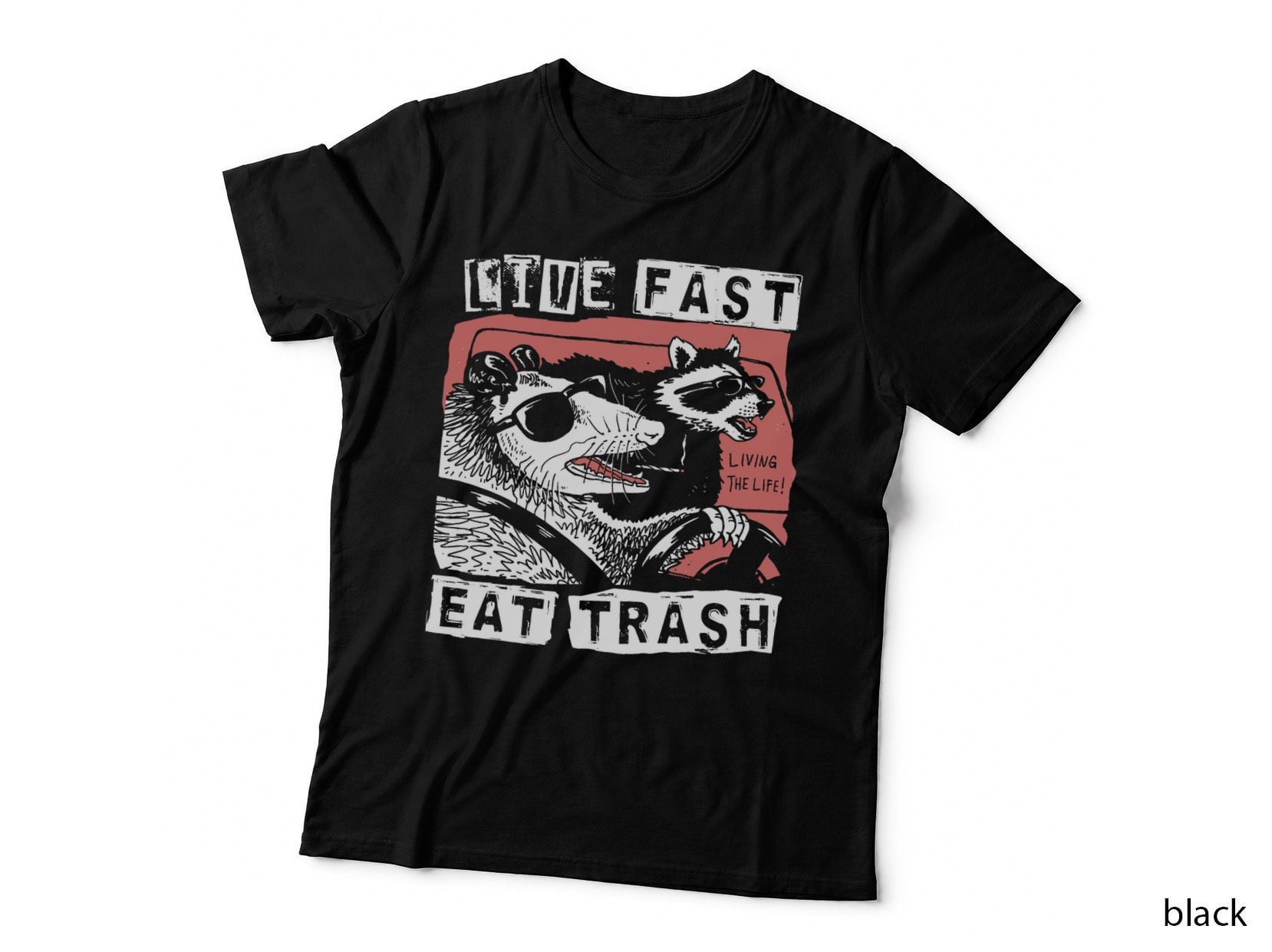 Funny Possum Raccoon Live Fast Eat Trash Street Cat Squad T-Shirt
