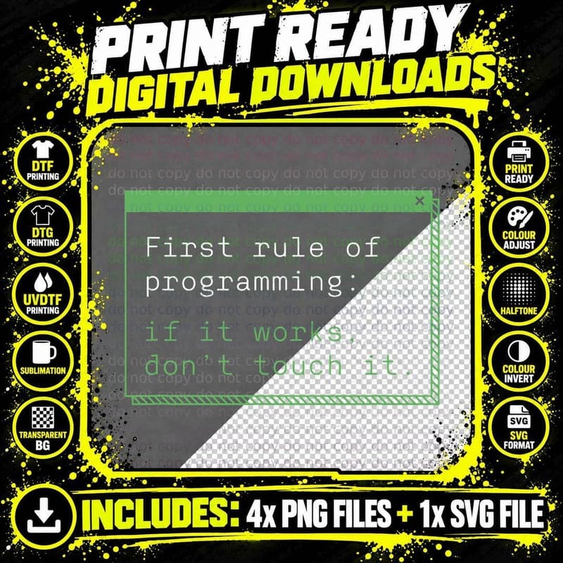 Funny Programming T-Shirt, Sarcasm Typography, Tech Humor Png SVG Digital Bundle
