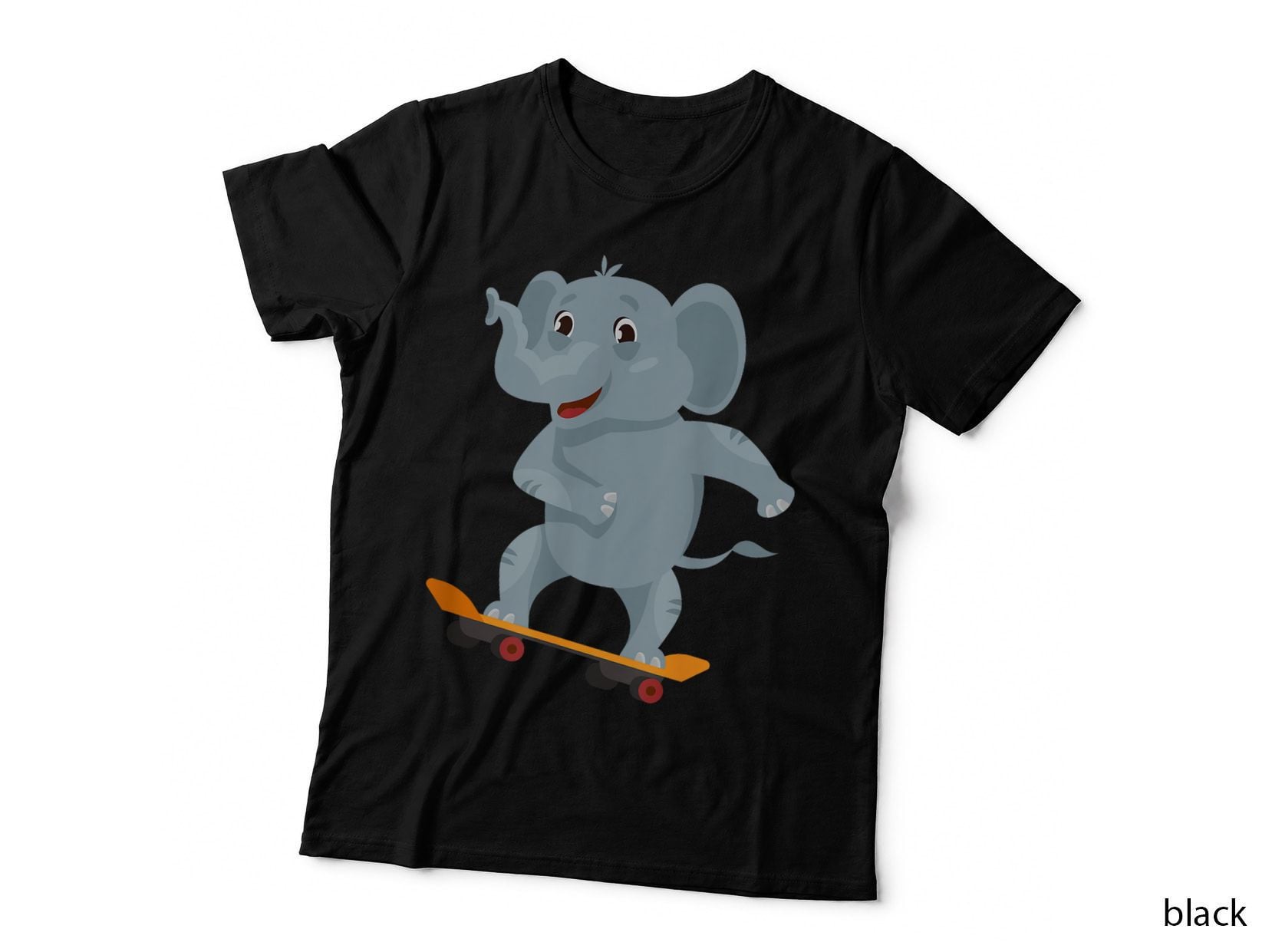 Funny Skateboarding Elephant T-Shirt, Quirky Animal Print, Pet Lover Apparel