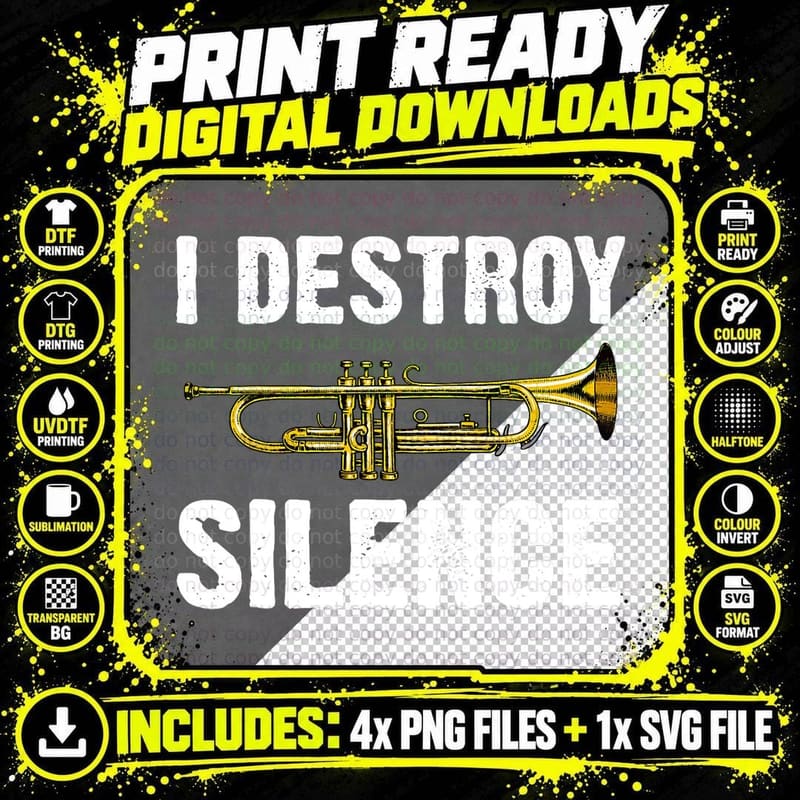 Funny Trumpet Player Art for Men Women Trumpeter Png SVG Digital Bundle
