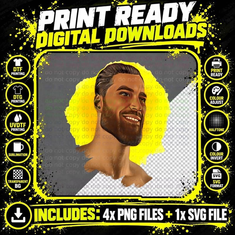 Gigachad Meme T-Shirt, Funny Alpha Male Print Png SVG Digital Bundle
