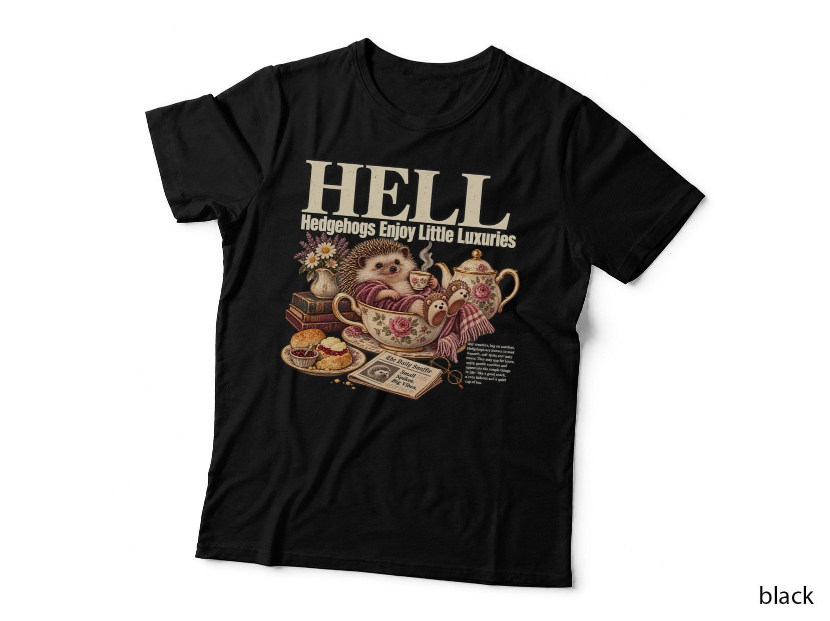 HELL Hedgehog Shirt Funny Hedgehog Lover Tea Cup Cozy Animal Humor Meme T-Shirt
