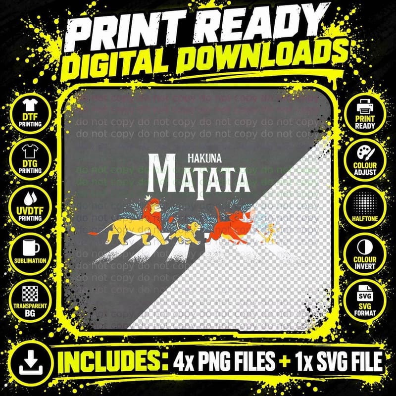 Hakuna Matata Abbey Road Parody T-Shirt Png SVG Digital Bundle