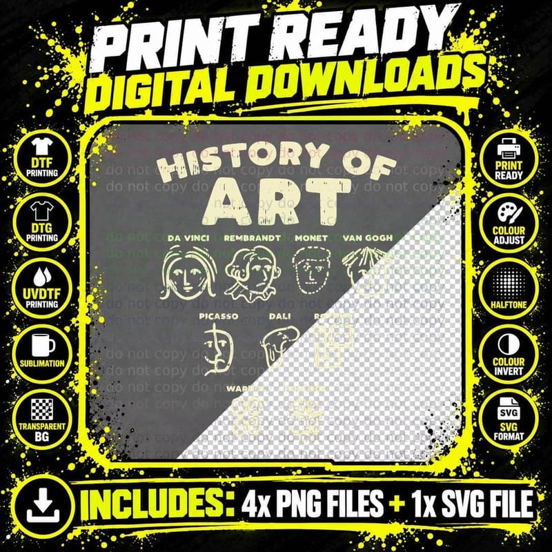 History of Art Funny Famous Artists Meme Joke Painter Png SVG Digital Bundle