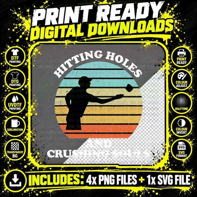 Hitting Holes and Crushing Souls Cornhole T-Shirt Png SVG Digital Bundle