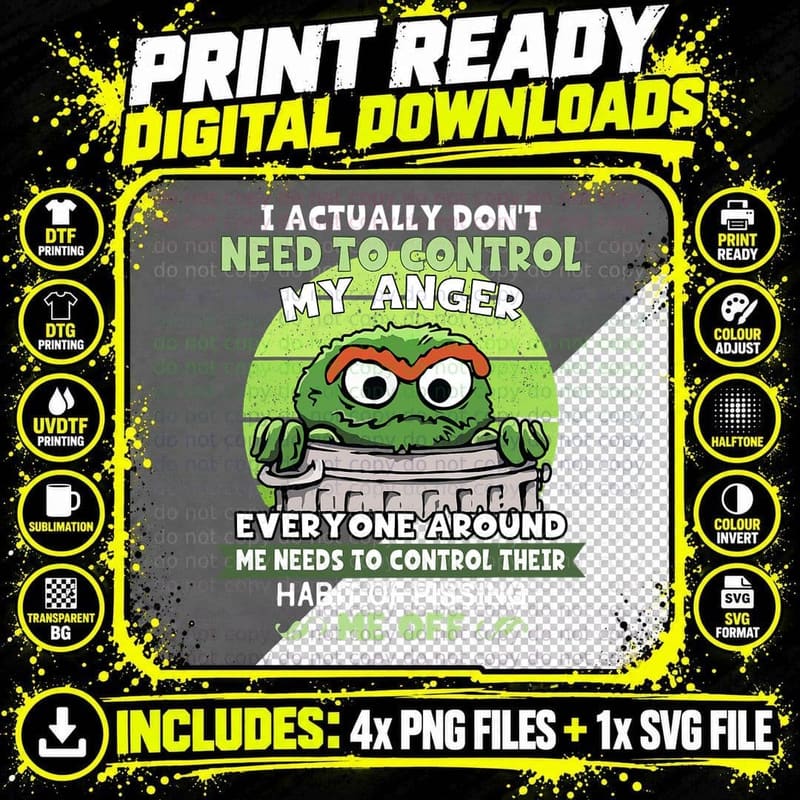 I Acctually Don't Need to Control My Anger Funny Trendy Png SVG Digital Bundle