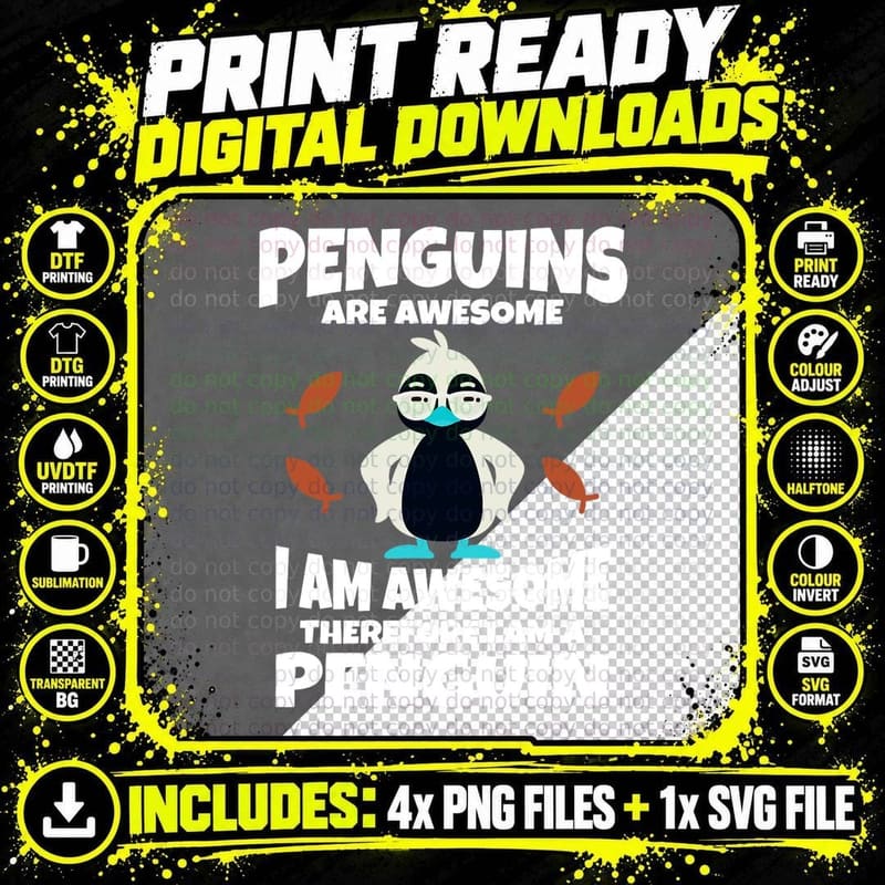 I Am a Penguin T-Shirt, Funny Sarcasm, Pet Lover Apparel Png SVG Digital Bundle