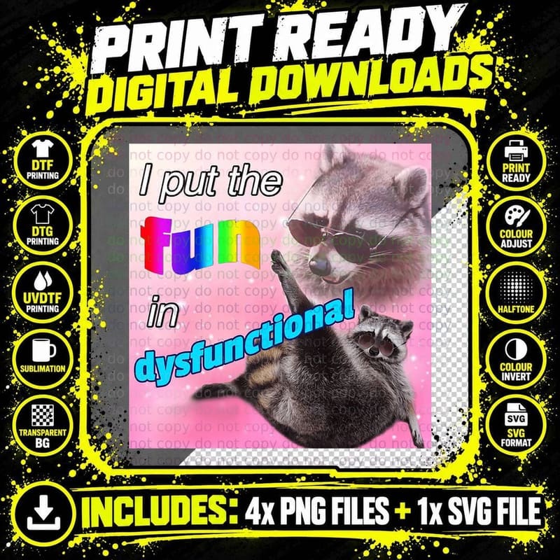 I Put the Fun in Dysfunctional Tee Png SVG Digital Bundle